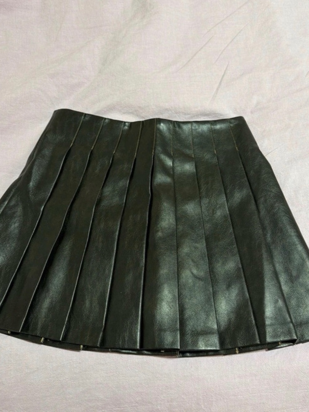 Vici Black Pleated Faux Leather Mini Skirt